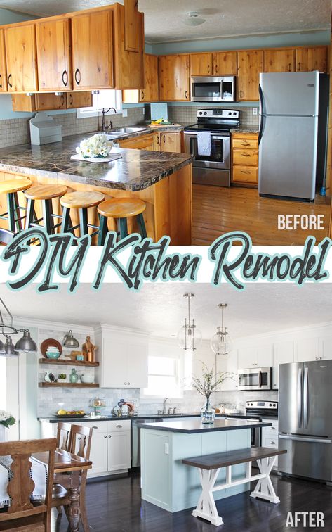 Budget Friendly Kitchen Remodel, Kitchen Cabinets To Ceiling, Cabinets To Ceiling, Budget Farmhouse, Simple Kitchen Remodel, Budget Remodel, Budget Kitchen Remodel, White Kitchen Remodeling, Budget Kitchen