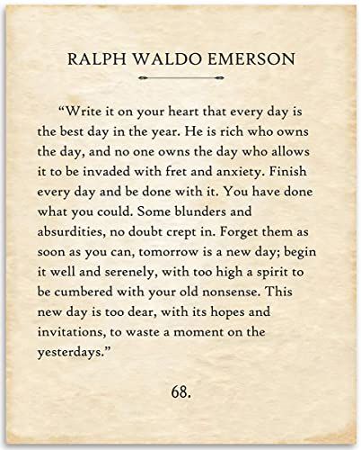 AmazonSmile: Ralph Waldo Emerson - Write It On Your Heart - 11x14 Unframed Typography Book Page Print - Great Motivational and Inspirational Gift and Decor Under $15 : Handmade Products Emerson Quotes, Quotes Dream, Typography Book, Inspirational Quotes From Books, Robert Kiyosaki, Ralph Waldo Emerson, Tony Robbins, Book Page, Quotable Quotes