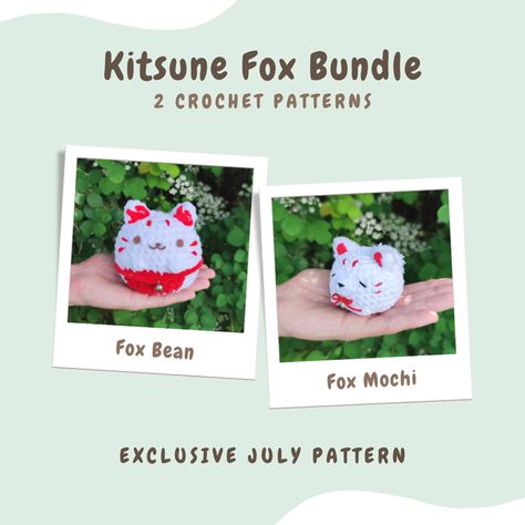 Kitsune Fox pattern bundle - 2 crochet patterns - Pei 😸's Ko-fi Shop - Ko-fi ❤️ Where creators get support from fans through donations, memberships, shop sales and more! The original 'Buy Me a Coffee' Page. Kitsune Crochet, Kitsune Crochet Pattern Free, Crochet Fox Keychain Pattern Free, Fennec Fox Crochet Pattern, Kitsune Cross Stitch, Fox Plushie Crochet, Kitsune Fox, Fox Pattern, Kawaii Crochet