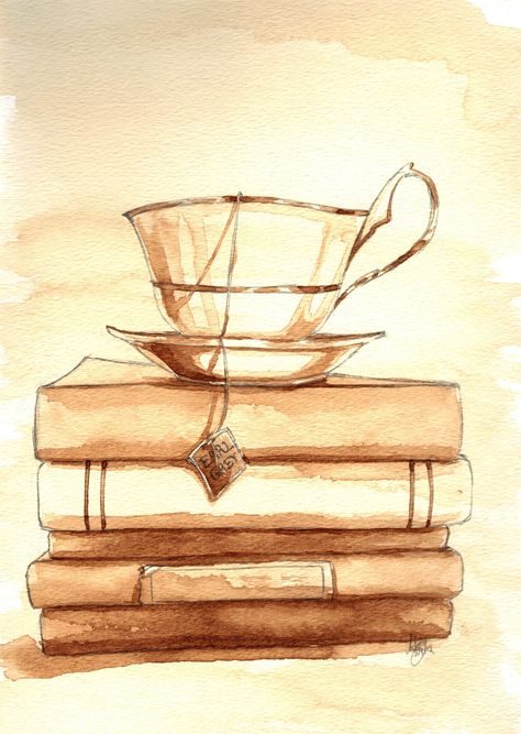 painting of coffee, painted using coffee. whoa, painted using coffee, how awesome is that? A Coffee, Coffee Cup, Tea, Coffee, Books, Art