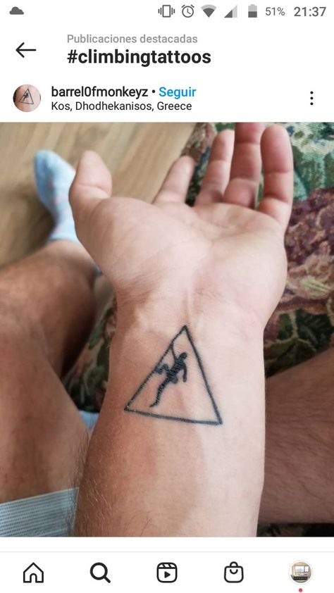 Rock Climbing Tattoo Ideas, Climbing Tattoo Ideas, Boulder Tattoo, Rock Climbing Tattoo, Adrenaline Tattoo, Climbing Tattoo, Friendship Tattoo, Running Tattoo, Whimsical Tattoos