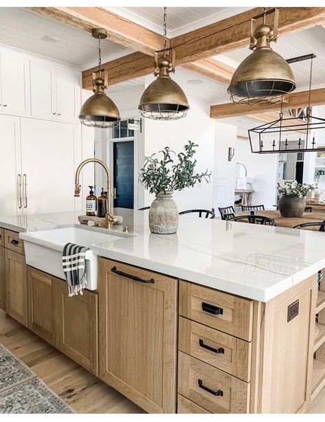 Natural wood - color scheme Kitchen Island End Panels, Kitchen Island Ends, Bonnie Ryan, Wood Kitchen Island, Kitchen Redo, Counter Tops, Kitchen Remodel Idea, Wood Kitchen, Luxury Kitchen