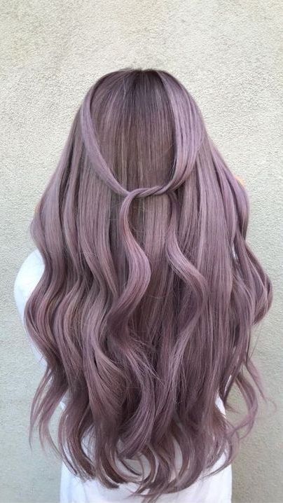 Hair Color With Purple Highlights, Chocolate Lavender Hair, Tea Hair Color, Milk Tea Hair Color, Hair Color Swatches, Purple Hair Color, Purple Highlights, Lavender Hair, Hair Color Purple