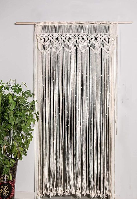 Hysunland Macrame Curtains Boho Curtains for Bedroom Living Room Beaded Curtain Macrame Wall Hanging Macrame Window Curtain, Macrame Curtains, Cortinas Boho, Macrame Door Curtain, Tapestry Curtains, String Curtains, Photo Backdrop Wedding, Hippy Room, Doorway Curtain