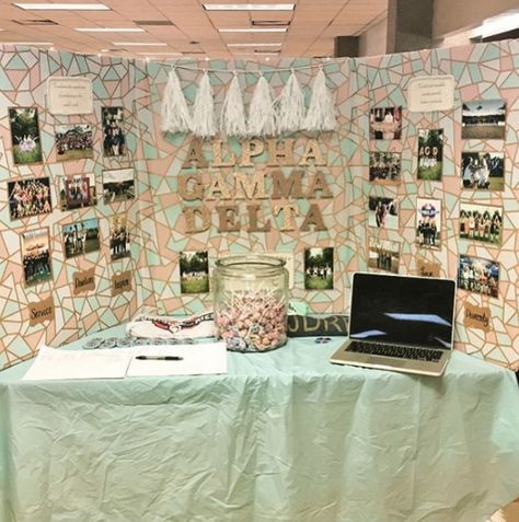 Trifold Board, Poster Board Ideas, Mint Table, Sorority Decorations, Debate Club, Sigma Alpha Iota, Spring Recruitment, Greek Week, Sorority Sugar