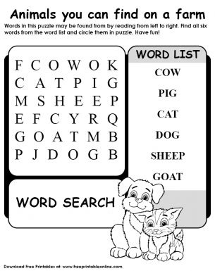 Preschool Word Search, Easy Word Search For Kindergarten, Easy Word Search For Kids, Ea Worksheets, Kindergarten Word Search, Summer Daycare, Word Puzzles For Kids, Easy Word Search, Farm Lessons