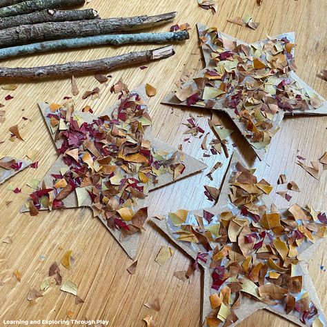 Learning and Exploring Through Play: Leaf Confetti Nature Wands Leaf Wand Craft, Fall Nature School Activities, Reggio Autumn Activities, Nature Wands, Autumn Forest School Activities, Reggio Leaves Activities, Woodland Activities, Leaf Confetti, Preschool Crafts Fall