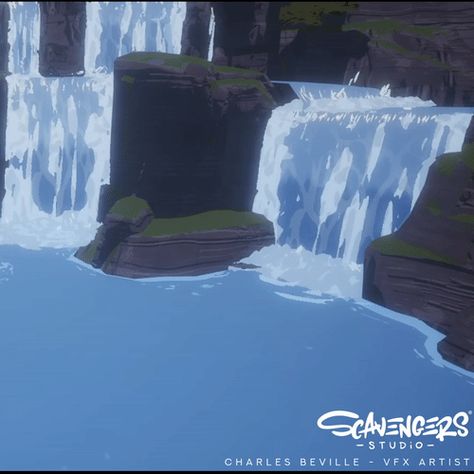 How we made waterfall in "Season : A letter to the future" - Real Time VFX Waterfall Animation, Undertale Waterfall Art, Waterfall Digital Painting, Magic Waterfall, Waterfall Gif, Whats In Season, Fall Games, Ps4 Games, Water Bodies