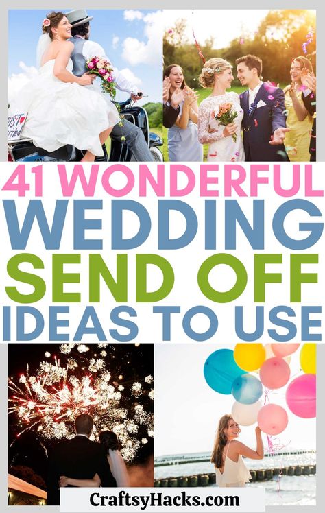 Leaving your wedding in a fun way can be super easy when you use any of these super cool wedding send-off ideas. These fun wedding send-off ideas are sure to give you inspiration for your own wedding send-off. Enjoy these wedding ideas and get very much needed wedding inspiration. Send Off Ideas Wedding, Leaving Wedding Reception Ideas, Leaving Wedding Ideas, Leaving Reception Ideas, Cute Send Off Ideas, End Of Wedding Send Off, Exit Toss Ideas Wedding, Beach Wedding Send Off, Wedding Send Offs Ideas