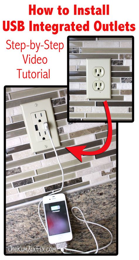 How to replace standard wall outlets with USB charging outlets. A great way to charge USB devices without giving up an outlet. Dream Home Ideas, House Repair, Home Electrical Wiring, Home Improvement Loans, Solar Panels For Home, Diy Electrical, Home Fix, Up House, Diy Home Repair