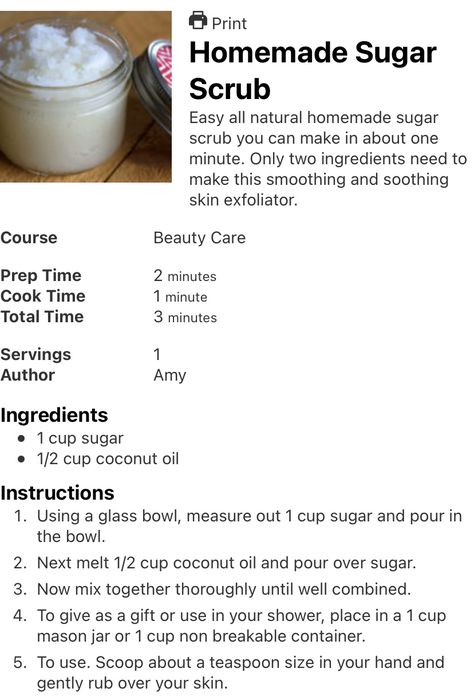 Simple Sugar Scrub Recipe, Sugar Body Scrub Diy, Easy Diy Body Scrub, Body Scrub Homemade Recipes, Homemade Sugar Scrub, Scrub Homemade, Diy Body Scrub Recipes, Diy Sugar Scrub Recipe, Diy Body Butter