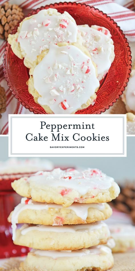 Peppermint Cake Mix Cookies, Appetizer Recipes Christmas, Holiday Dessert Ideas, Peppermint Cookie Recipe, Christmas Appetizer Recipes, Fabulous Desserts, Cake Box Cookies, Peppermint Cake, Boxed Cake Mixes Recipes