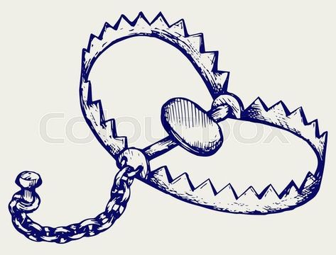 Bear Trap Tattoo Design, Heart Bear Trap Tattoo, Bear Trap Aesthetic, Bear Trap Drawing, Bear Trap Tattoo, Trap Illustration, Trap Drawing, Trap Tattoo, Bear Traps