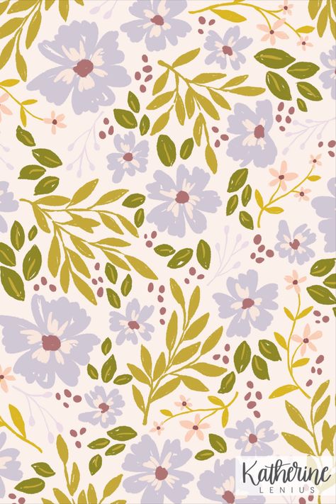 Floral Pattern Watercolor, Spring Flower Pattern, Spring Floral Pattern, Floral Surface Pattern Design, Trending Patterns 2024, Simple Flower Design Pattern, Repeat Pattern Design Textiles, Floral Print Design Pattern, Floral Wallpaper Simple