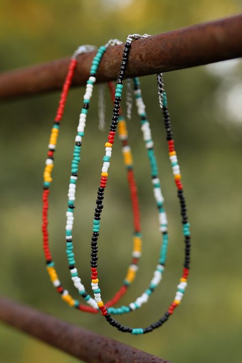 ONE  "beaded necklace" is a statement piece.  This necklace is 14 inches with a two inch extension. This hand-assembled beaded necklace is a perfect addition to any punchy outfit. Perfect for any occasion whether this is going to a rodeo or a horse sale. This necklace includes an extension chain. If you would like a longer length, please message me! I would love to help you design your perfect necklace. I am more than happy to customize any order. Please feel free to ask me any questions and/or Western Chokers Beaded, Rodeo Necklace, Western Beaded Necklace, Bead Necklace Pattern, Deer Antler Jewelry, Antler Jewelry, Beaded Necklace Patterns, Beadwork Designs, Beaded Jewelry Necklaces