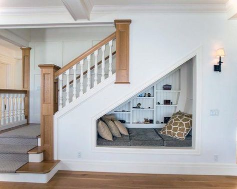 Home Design Ideas Under Stairs Small Cozy Nook Under Basement Stairs, Small Space Staircase, Under Stairs Nook, Basement Staircase, Space Under Stairs, Stair Nook, Basement Stairs Ideas, تحت الدرج, Nook Decor