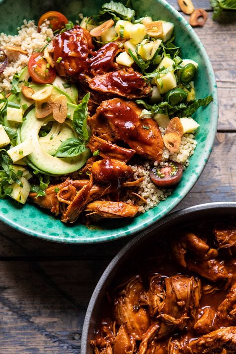 Weeknight Saucy Pineapple BBQ Chicken Bowls | halfbakedharvest.com #chicken #instantpot #slowcooker #pineapple #easyrecipes Pineapple Bbq Chicken, Yummy Bowls, Cravings Recipes, Half Baked Harvest Recipes, Chicken Bowls, Bbq Chicken Salad, Roasted Chicken Breast, Harvest Recipes, Bbq Sauce Homemade