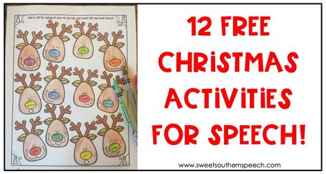 12 FREE Christmas Activities For Speech Therapy - Sweet Southern Speech Gingerbread Speech Therapy Activities, December Speech Therapy Activities, Speech Therapy Christmas Activities, Christmas Speech Therapy Activities, Free Christmas Activities, December Lesson Plans, Christmas Speech Therapy, Speech Therapy Activities Preschool, Christmas Speech