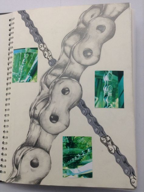 Mechanical Forms Gcse, Mechanical Objects Drawing, Man Made Gcse Art, Objects Art Gcse, Machinery Drawing, Chain Drawing, Mechanical Objects, Sketchbook Examples, Observational Drawings