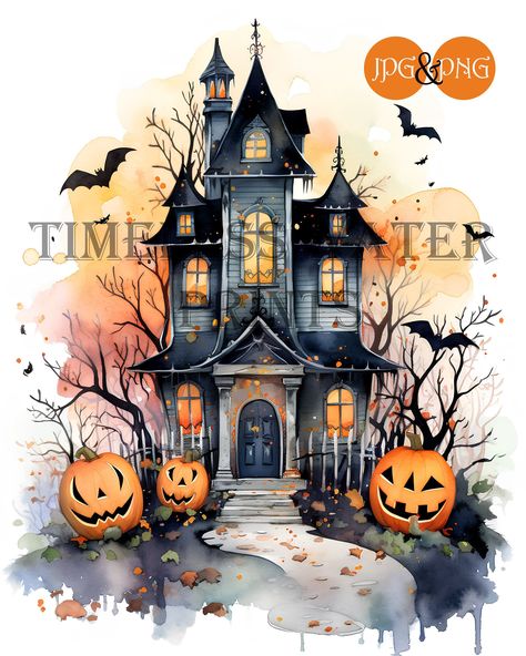 "Cute watercolor Haunted House, Halloween themed, great for halloween party invites, or just to print off to hang around the house during the best Halloween season! Please take note: ~ An email will be sent to the address you have associated with your Etsy account with a link for your download. ~ You are purchasing a DIGITAL FILE ONLY available for DOWNLOAD and print in an array of sizes. No physical product will be shipped and the frame, prints or other materials are not included. ~ The files will be delivered electronically within minutes of your order and payment. ~ Refunds cannot be given after the items are downloaded. ~ These instant digital download files can be used to print posters, wall decoration, greeting cards, gifts and more YOU WILL HAVE 1 PDF FILE THAT INCLUDES DOWNLOAD LIN Halloween House Illustration, Halloween Watercolor, Watercolor Haunted House, Haunted House Watercolor, Spooky Houses Art, Haunted House Artwork, Haunted House Interior Illustration, Iphone Wallpaper Fall, Whimsical Halloween