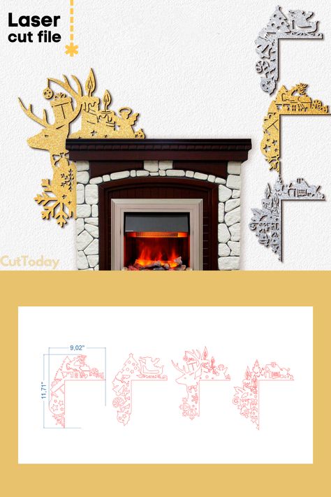 Our bundle includes intricate designs of a cozy door corner adorned with festive elements. This SVG file is perfect for creating a warm and inviting atmosphere. #ChristmasDoorCornerSVG #LaserCutFiles #Glowforge #Cricut #FireplaceDecor #HolidayCrafts #WelcomeHomeSign #SVG #DXF #AI #PDF #CDR #ChristmasDecor #HomeDecoration #DIYChristmasDecor #PlywoodCrafts #CutToday #CNC #FireplaceCorner Corners Design, Cnc Ideas, Welcome Home Signs, Craft Lovers, Lasercut Design, Laser Cut Files, Fireplace Decor, Corner Designs, Christmas Door