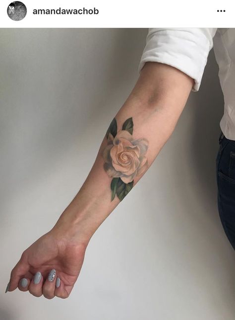 Rose Tattoo On Forearm, Gardenia Tattoo, Rose Tattoo Forearm, Tattoo On Forearm, Girl Back Tattoos, Omerta Tattoo, Disney Tattoo, Gorgeous Tattoos, Rose Tattoo Design