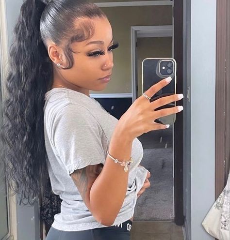 High Ponytail Hairstyles, Weave Ponytail Hairstyles, Sleek Ponytail Hairstyles, Black Ponytail Hairstyles, Birthday Hairstyles, Slick Hairstyles, Hair Ponytail Styles, Hair Laid, Dope Hairstyles