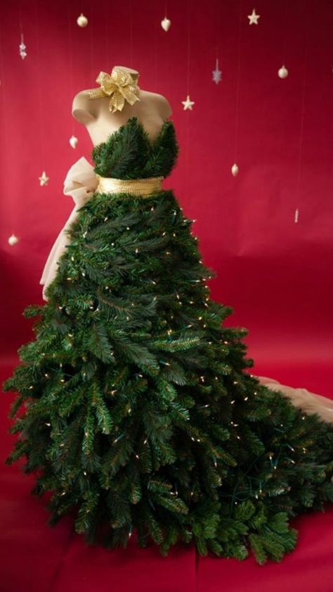 My Top Ten Christmas Tree Dresses Dress Form Christmas Tree, Mannequin Christmas Tree, Christmas Tree Dress, Tree Dress, Holiday Christmas Tree, Dress Forms, Christmas 2015, Noel Christmas, Christmas Deco