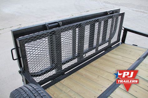 One of the hottest utility trailer options is our bi-fold gate. This gate is hinged in the center, allowing the gate to be folded in half. This greatly reduces the wing drag of the gate, which in… Utility Trailer Upgrades, Utility Trailer Camper, Bike Camper, Welding Trailer, Trailer Ramps, Cargo Trailer Camper, Cj Jeep, Adventure Trailers, Atv Trailers