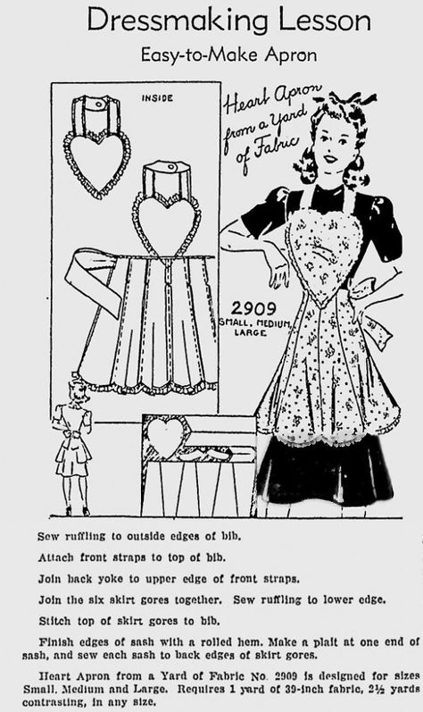 Easy-to-Make-Heart-Apron sewing pattern This could be sewn as a toddler valentine dress, using the heart for the bodice And tie around the neck. Heart Apron, Vintage Apron Pattern, Apron Sewing, Diy Apron, Apron Pattern, Apron Sewing Pattern, Retro Apron, Sewing Aprons, Aprons Patterns