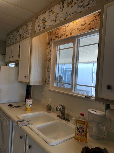 Updated Mobile Home Kitchen, Mobile Home Closet Remodel Single Wide, Mobile Home Makeovers Single Wide, Old Mobile Home Makeover Kitchen, Mobil Home Kitchen, Trailer House Kitchen Remodel, Trailer Makeover Mobile Homes, Boho Mobile Home Remodel, 1980s Mobile Home Remodel