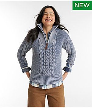 Women's Sweaters | Clothing at L.L.Bean Ll Bean Style Women, Llbean Outfit, Ll Bean Sweater, Pointelle Sweater, Fisherman Sweater, Ladies Turtleneck Sweaters, Going Gray, Quarter Zip Sweater, Cable Sweater