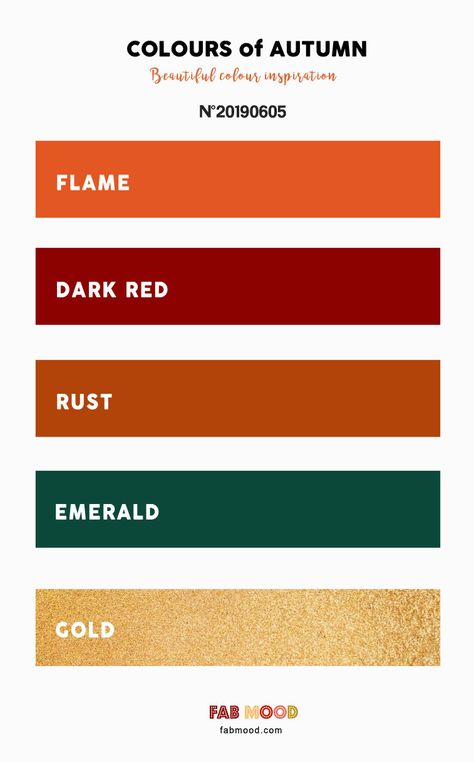 Pretty Autumn Color Palette { Flame + Dark Red + Rust + Emerald and Gold } Autumn Colour Palette, Rust Wedding, Autumn Color Palette, Winter Color Palette, Gold Color Palettes, Gold Palette, Red Colour Palette, Summer Color Palette, Warm Colour Palette