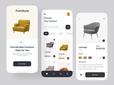 Furniture App Design by Ashik on Dribbble Furniture App Design, Mobile App Inspiration, Furniture Store Design, App Home Screen, App Design Layout, Ui Ux App, Navigation Design, Ads Creative Advertising Ideas, Home Bar Design