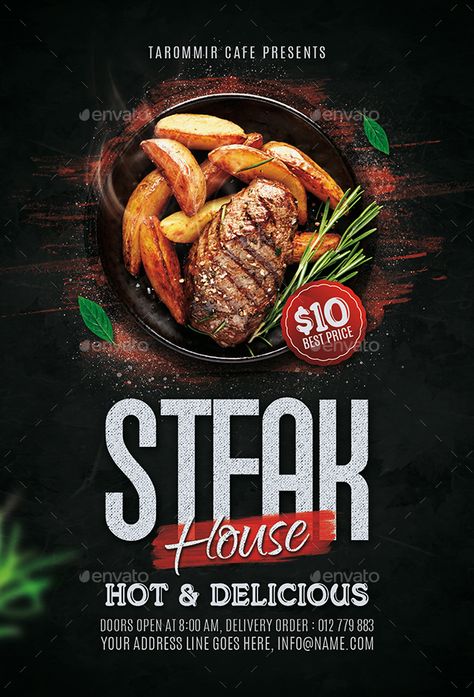 Steak House Flyer Template Preview - GraphicRiver Steak Social Media Post, Food Flyer Design Layout, Steak House Design, Restaurant Poster Design, Flyers Template, Food Posters, Restaurant Poster, Food Flyer, Nutrition Month