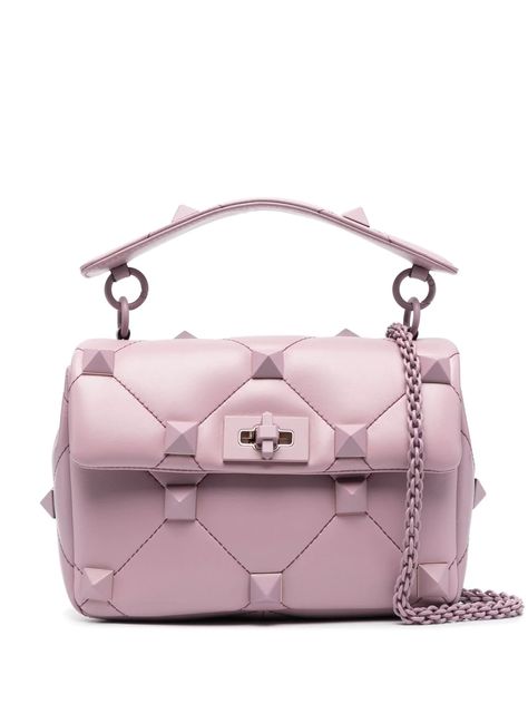 Valentino Garavani Bag, Purple Bag, Studded Bag, Designer Crossbody Bags, Purple Bags, Studded Leather, Nylon Bag, Gold Studs, Clutch Handbag