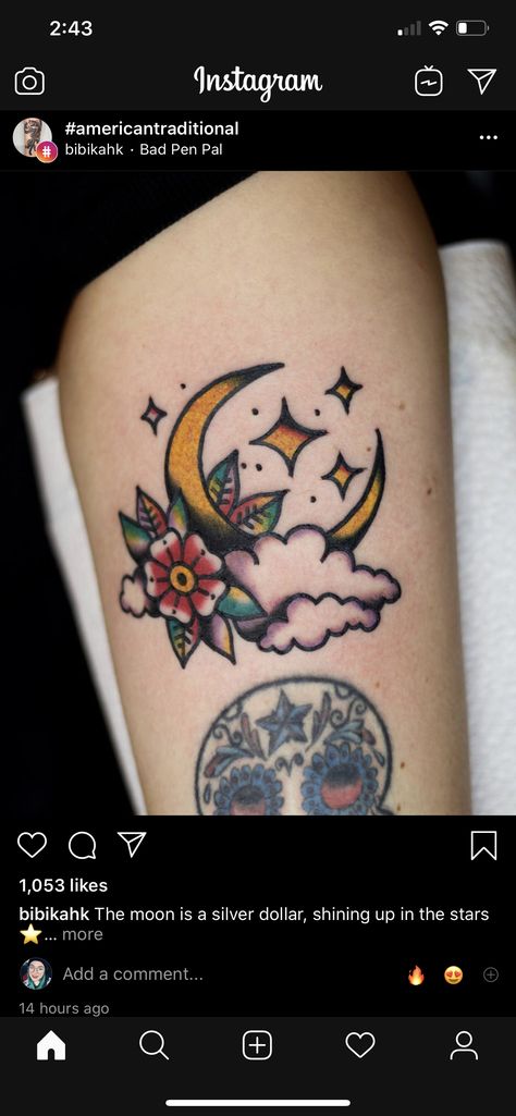 Traditional Ship Tattoo, Traditional Tattoo Stencils, Sky Tattoos, Saturn Tattoo, Full Moon Tattoo, Ankle Bracelet Tattoo, Crescent Moon Tattoo, Planet Tattoos, Cloud Tattoo