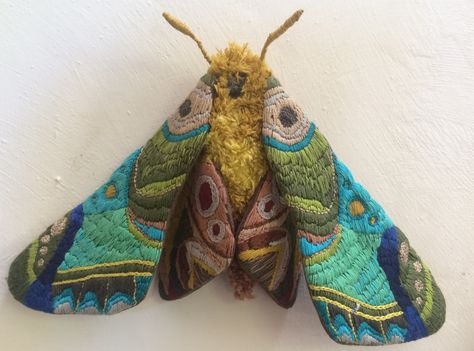 Embroidered Moth — Kathy makes Stuff Fabric Moth, Embroidered Moth, Types Of Embroidery Stitches, Sculpture Textile, Wings Drawing, Basic Embroidery Stitches, Butterfly Embroidery, Types Of Embroidery, Slow Stitching