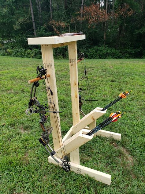 Diy Bow Holder Archery, Archery Storage, Compound Bow Holder, Archery Stand, Welded Flowers, Archery Target Stand, Diy Archery Target, Diy Bow Holder, Bow Stand