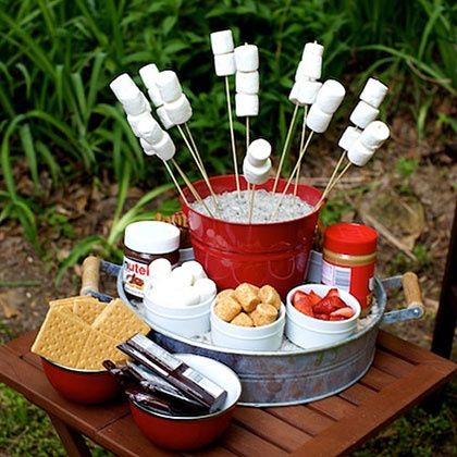 Camping Out Birthday Party | ... Camping/Fishing Birthday Party & Free Printables / Backyard "Camp-out Backyard Campout Party, Campout Party, Backyard Campout, Teenager Party, Smores Bar, Backyard Camping, S'mores Bar, Camping Birthday, Camping Party