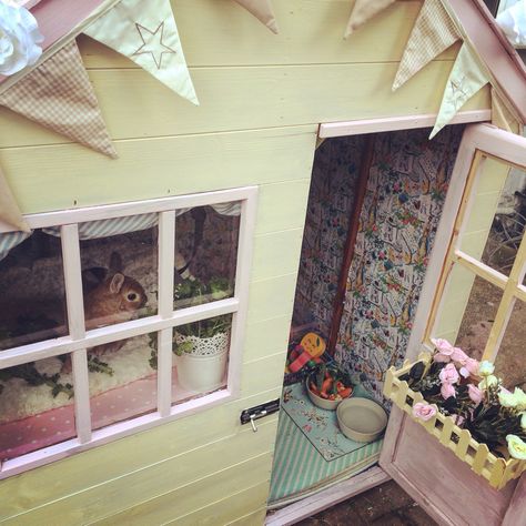 Rabbit Wendy House, Peter Rabbit Wallpaper, Bunny Sheds, Bunny Houses, Backyard Room, Shed Inspiration, Hutch Plans, Rabbit Hutch Plans, Rabbit Shed