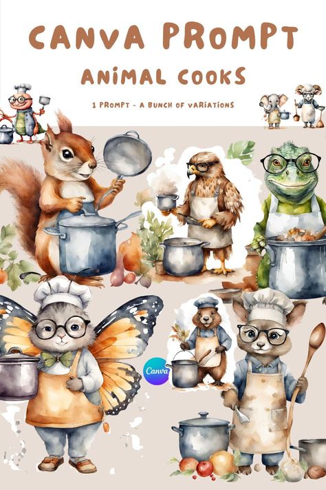 Looking for cute Animals Canva Prompt AI Text to Image Clipart? Cooking Clipart, Addition Kindergarten, Calming Strategies, Scissor Skills, Teaching Materials, Animal Birthday, Premium Fonts, Creative Fabrica, Cute Animals