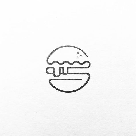 Minimalist Food Logo, Burger Graphic Design, Burger Line Drawing, Burger Graphic, Burger Logo Design Ideas, Burger Logo, Burger Logo Ideas Brand Identity, Retro Burger Logo, Resturant Logo