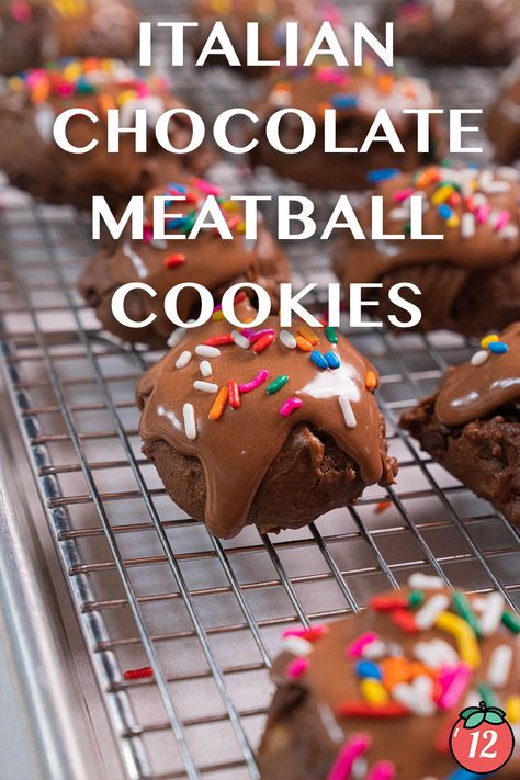 Italian Chocolate Meatball Cookies | 12 Tomatoes Chocolate Meatball Cookies, Italian Meatball Cookies, Meatball Cookies, Soft Chocolate Cookies, Italian Christmas Cookie Recipes, Nuts And Chocolate, Soft Chocolate Cookie, Chocolate Christmas Cookies, Christmas Baking Cookies