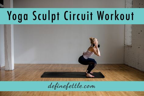 Yoga Sculpt Sequence With Weights, Yoga Sculpt With Weights, Yoga Sculpt Sequence, Iron Yoga, Sculpt Yoga, Sculpt Ideas, Yoga Basics, Yoga Strong, Workout Circuit