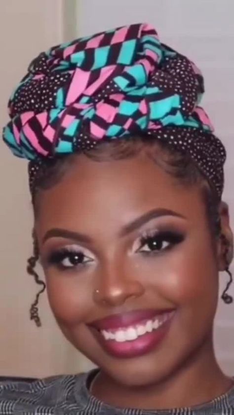 20 African Head Wraps for Women and How to Tie Them Wrap A Scarf, Hair Weave Styles, Faux Bangs, African Headwrap, Bantu Knot Out, Faux Locks, Headwrap Tutorial, Head Wraps For Women, Head Wrap Styles