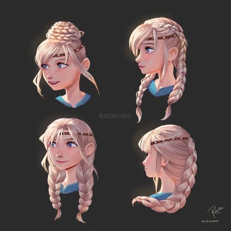 Raide on Instagram: “A couple of braid studies featuring Astrid! :) Which braid / hairstyle is your favourite? #digitalart #digitalpainting…” Hicks Und Astrid, How To Make Braids, Astrid Hiccup, Httyd Art, Hiccup And Astrid, Dreamworks Dragons, Httyd Dragons, Braid Hairstyle, Dragon Trainer