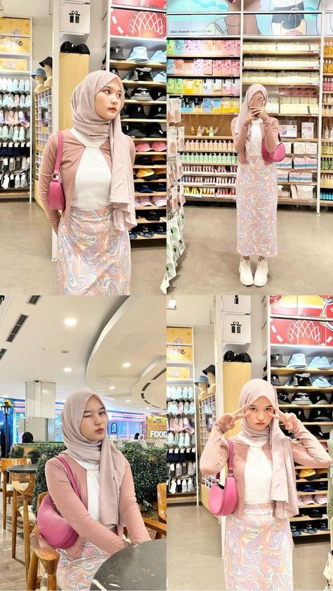 Casual Outfits Hijab, Cute Hijabi Outfits, Outfit Ideas Hijab, Fashion Outfits Hijab, Outfit Ngampus, Outfit Hijab Casual, Rok Outfit, Ootd Hijab Casual, Hijab Simple