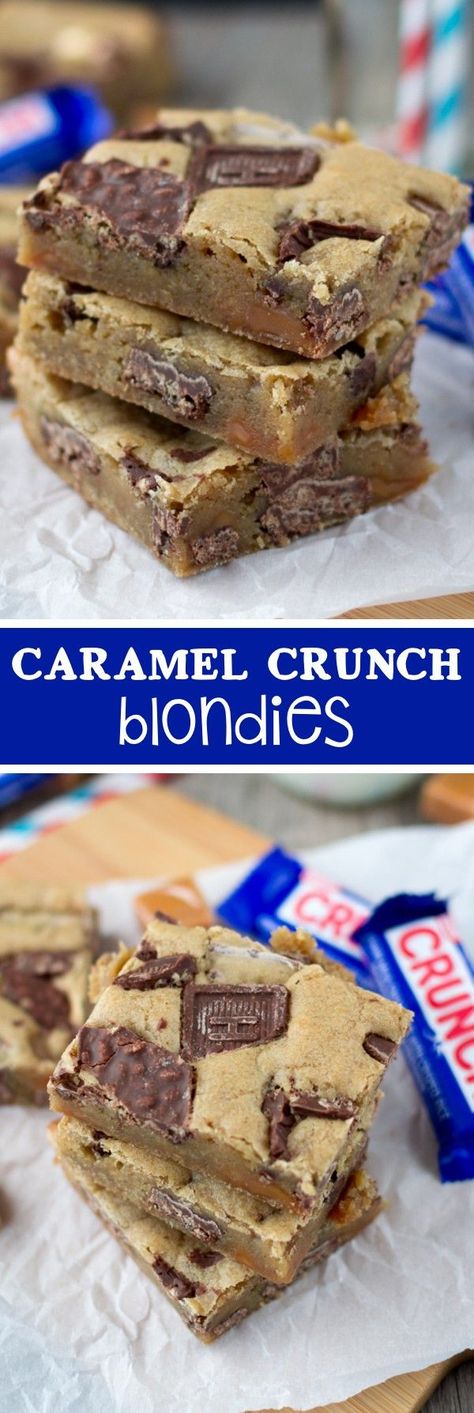 Caramel Crunch Blondies are the absolute perfect blondie recipe! They're the BEST blondies because they're full of brown sugar and stay soft for days! via @crazyforcrust Blonde Recipe, Homemade Carrot Cake Recipe, Caramel Blondies, Best Blondies Recipe, Yummy Bars, Caramel Blondie, Homemade Bars, The Best Carrot Cake, Blondie Recipe