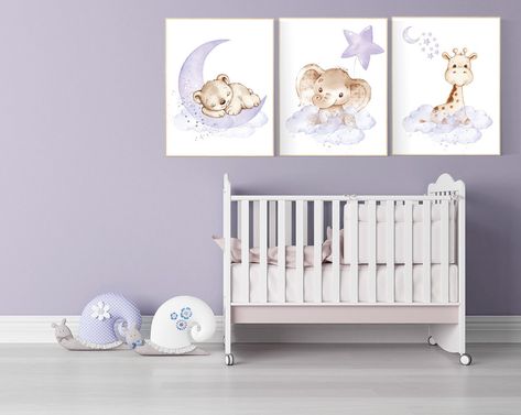 Lilac Nursery, Purple Nursery Girl, Purple Nursery Decor, Lavender Nursery, Nursery Elephant, Purple Nursery, Girl Nursery Themes